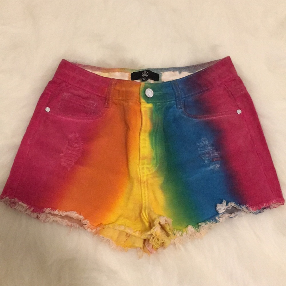 Misguided rainbow shorts